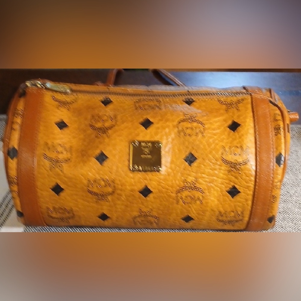 Vintage MCM Tan Leather Barrel Bag with CoA